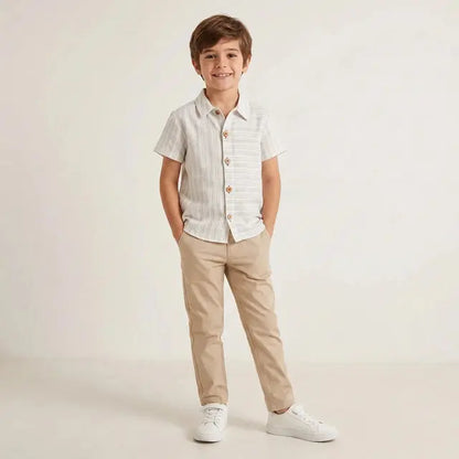 Sustainable Linen Black &amp; White Close- Me Shirt MIMOOKIDS BARCELONA