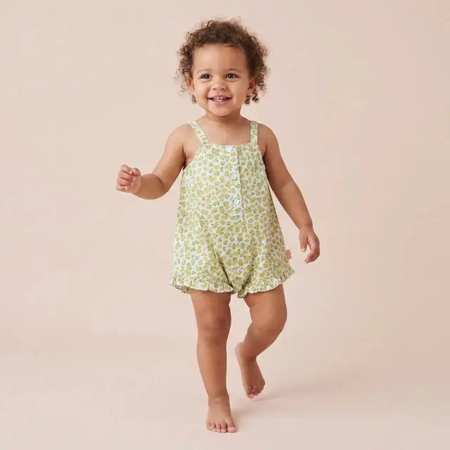 Oleander Straps One-piece Pale Blue/yellow TINYCOTTONS
