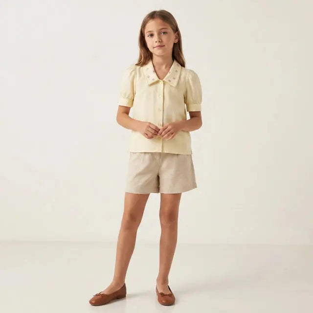 Puff Sleeve Blouse Saar Bleached Sand LITTLE HEDONIST
