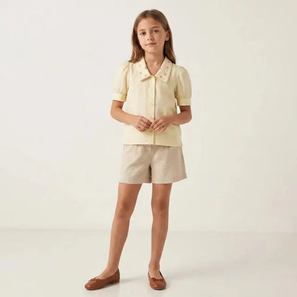 Puff Sleeve Blouse Saar Bleached Sand LITTLE HEDONIST