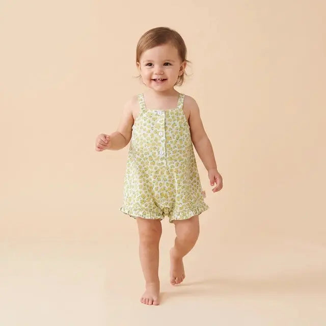 Oleander Straps One-piece Pale Blue/yellow TINYCOTTONS