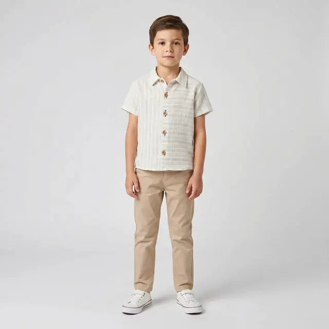 Sustainable Linen Black &amp; White Close- Me Shirt MIMOOKIDS BARCELONA