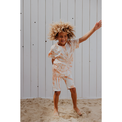 Round Neck Shirt &amp; Short - Orange White