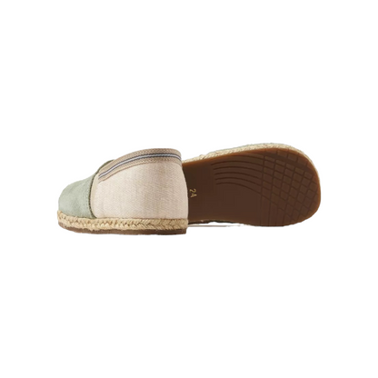 Two Tone Suede Leather &amp; Fabric Espadrilles - Mint Beige