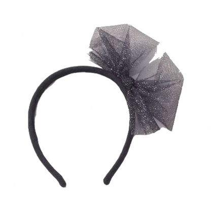 Headband With Glitter Tulle Bow - Blue