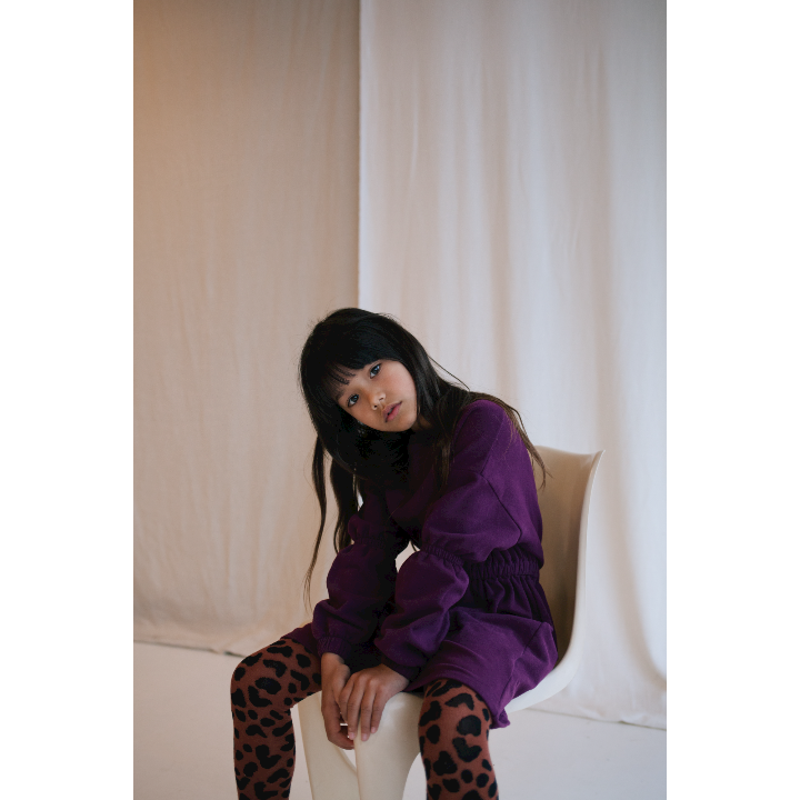 Glossy sweat dress dark purple