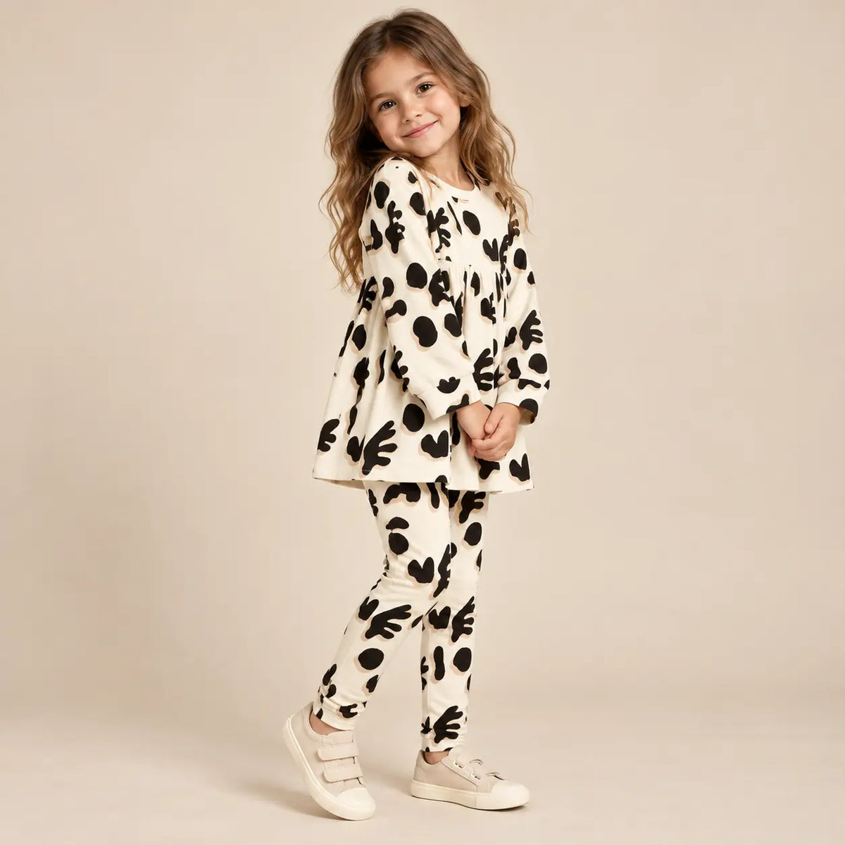 6 year girl wearing Rosa + Fabio Love Pajamas second pose