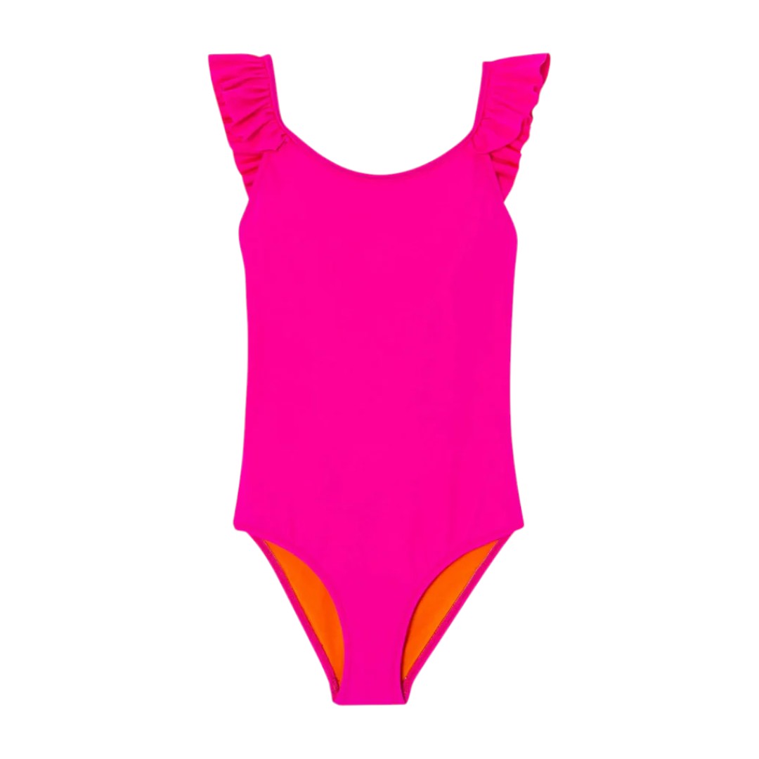Bora Bora One Piece Swimsuit With Ruffles - Fuchsia