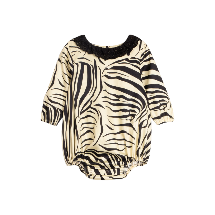 Zebra Black Baby Jumpsuit