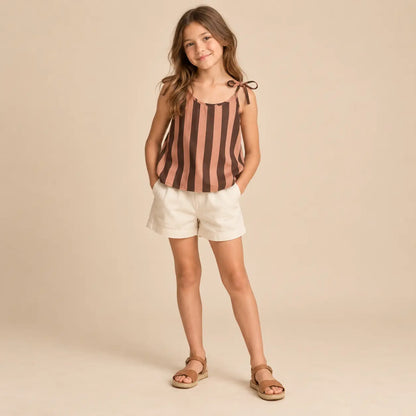 10 year girl wearing Stripes linen top