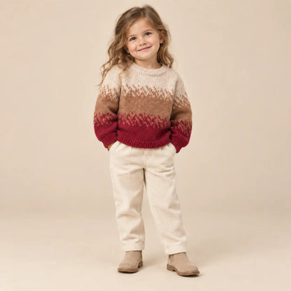 3 year girl wearing Tricolor Knitted Sweater