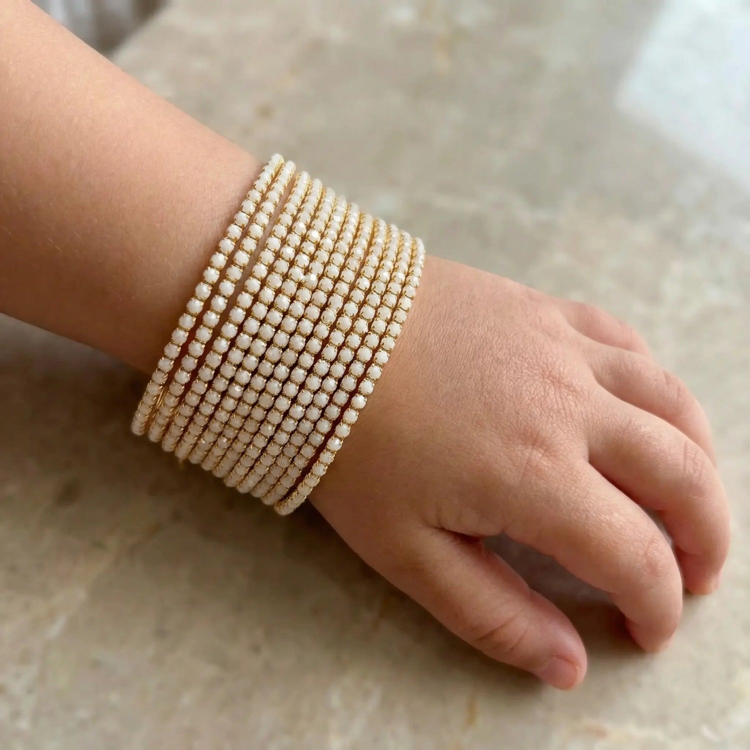 Ivory Pearl Stones Bangles 12 Piece THE RAMADAN EDIT