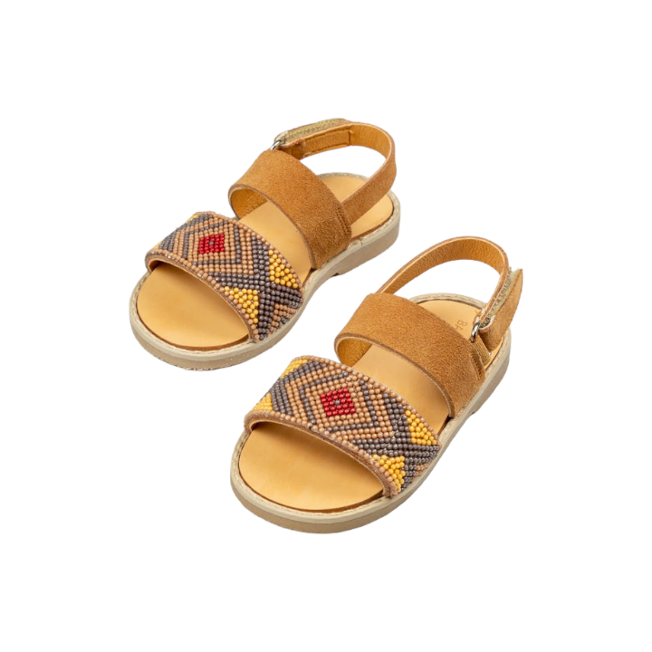Tribal Band Embellished Vaccheta Leather - Camel