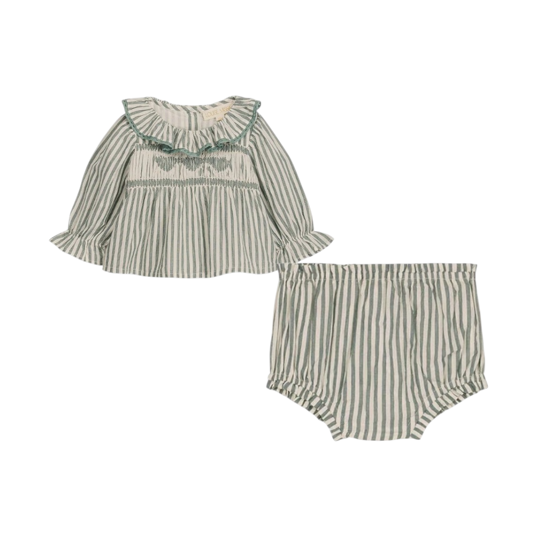Almond Stripes Baby Blouse Antonella &amp; Bloomers