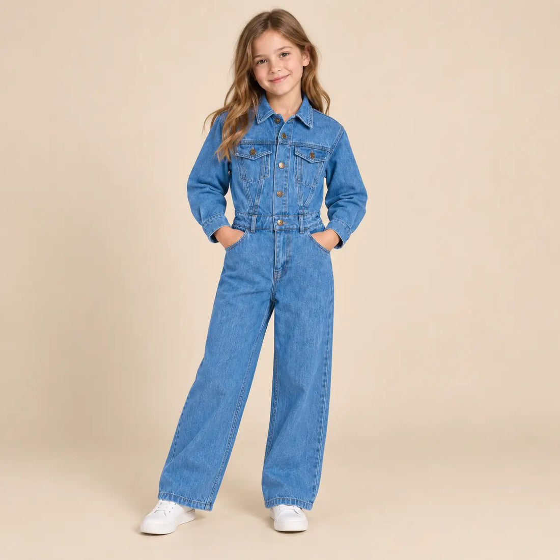 Woodland Denim Jumpsuit - 8Y girl lookbook pose 1